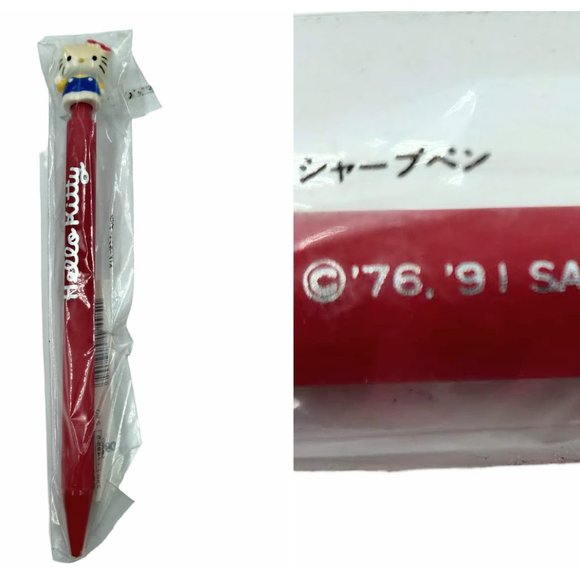 Vintage 1990's Hello Kitty Sanrio Pencil Cup Wooden Mechanical Pencils Eraser - Picture 4 of 11